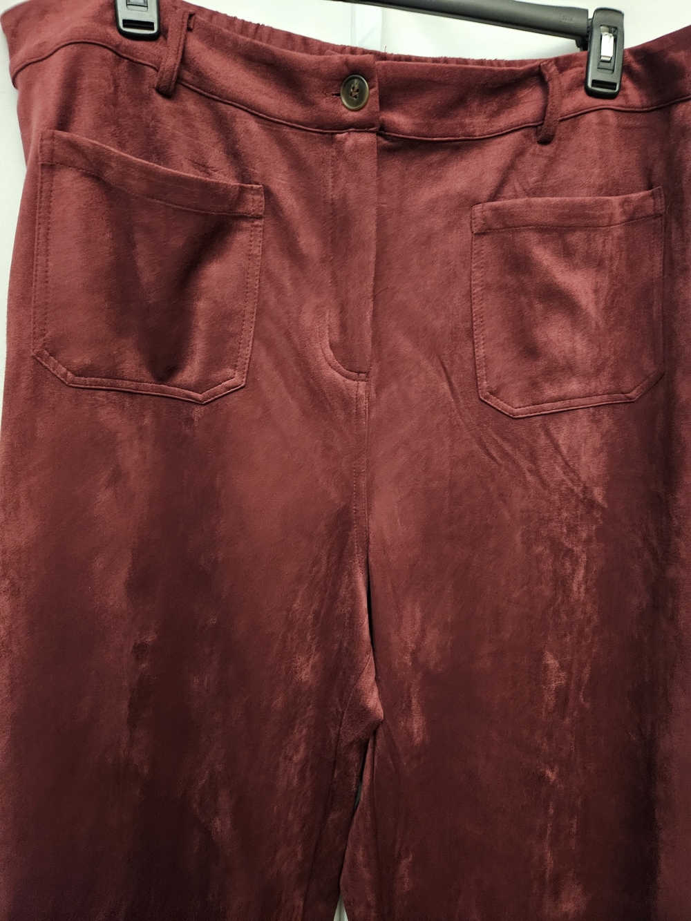 New Skies Are Blue Wide-Leg, High Rise Pants in Burgundy - Picture 3 of 6